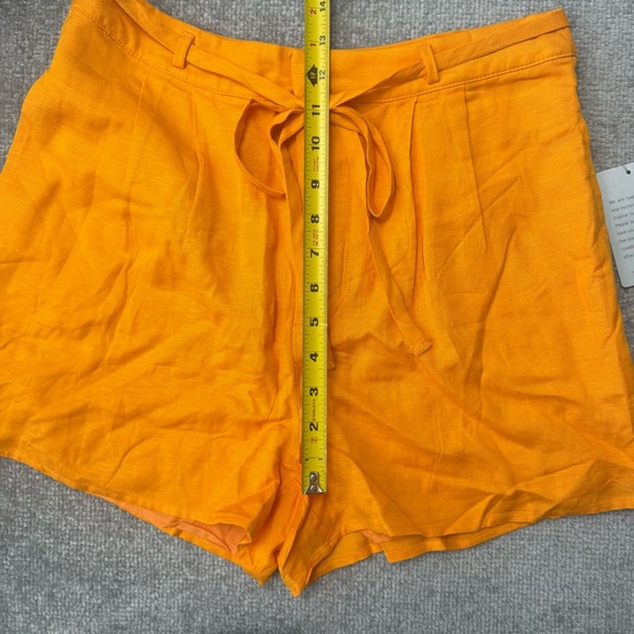 Lulus Shorts Womens Large Orange Rayon Linen Blend Lined Belted Pockets NEW - Picture 5 of 7